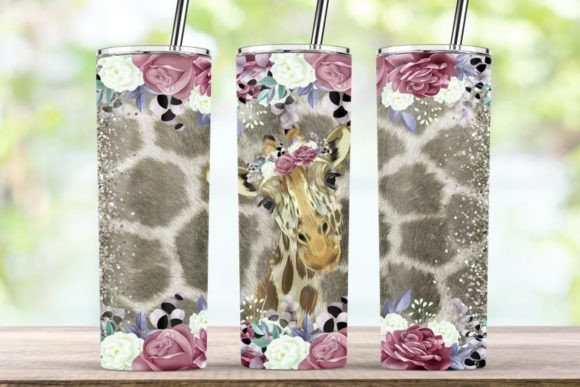 A Giraffe and Flower PNG Wrap for Crafts and Graphic Projects