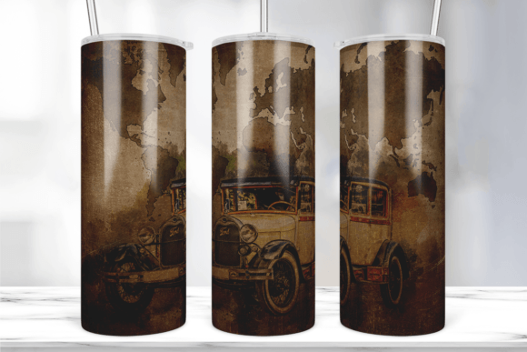 A Vintage Car Graphics Set for Tumbler Print Templates