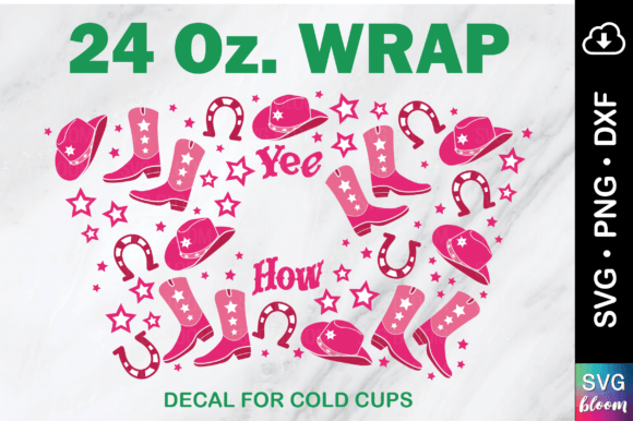 Cowgirl Cowboy Tumbler Wrap Graphics for Print Templates