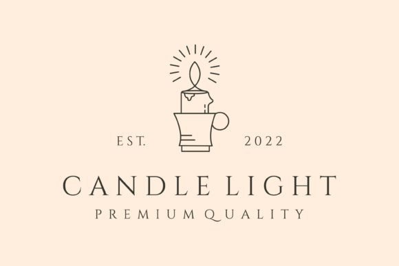 Cup Candle Light Line Logo Vector Symbol for Brand Graphics