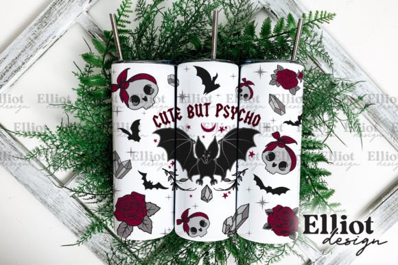 Cute but Psycho Goth Tumbler Wrap PNG: Crafts & Graphics
