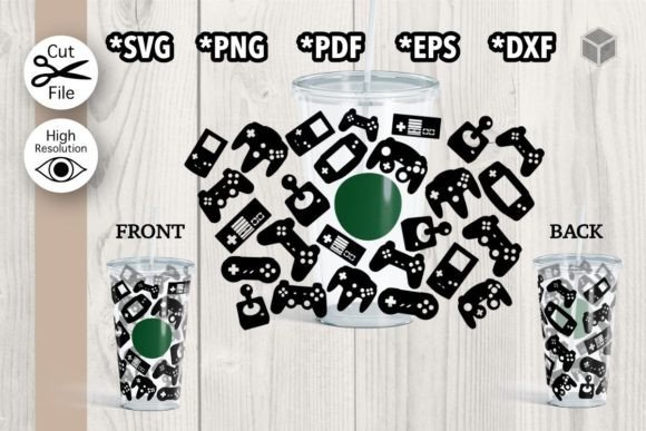 Gamer Controllers Cup Wrap: A Versatile Graphic for Product Creation