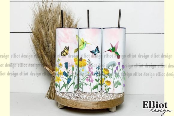 Hummingbirds & Flowers Tumbler Wrap Graphics for Crafts