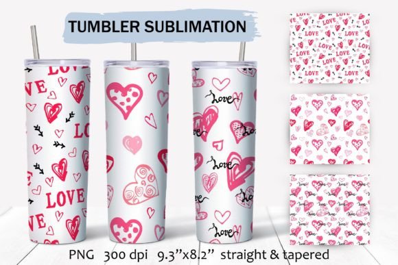 Love Hearts Sublimation Tumbler Wraps: Graphics & Crafts