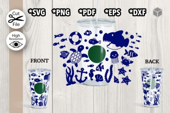Ocean Creatures Cup Wrap: A Graphics Template Review for Real Client Projects