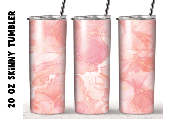 Pink Marble Glitter 20oz Skinny Tumbler: Craft Graphics